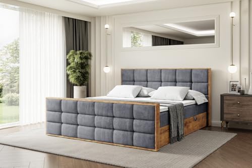 ALTDECOR Boxspringbett mit Matratze und Lattenrost, Topper, Fußteil,Polsterbett mit Bettkasten, Bett mit Stauraum H3-Matratze, Doppelbett, Boxbett - LOLLI2-Z - 200x200 - Dunkelgrau Casablanca ALTDECOR Boxspringbett mit Matratze und Lattenrost, Topper, Fußteil,Polsterbett mit Bettkasten, Bett mit Stauraum H3-Matratze, Doppelbett, Boxbett - LOLLI2-Z - 200x200 - Dunkelgrau Casablanca von ALTDECOR