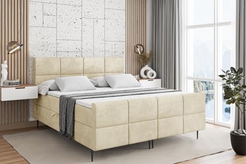 ALTDECOR Boxspringbett mit Schwarz Füßen, Matratze und Lattenrost, Topper, Fußteil, Polsterbett mit Bettkasten, Bett mit Stauraum H3-Matratze, Doppelbett - ARDENI-FC-Z - 160x200 - Beige Casablanca ALTDECOR Boxspringbett mit Schwarz Füßen, Matratze und Lattenrost, Topper, Fußteil, Polsterbett mit Bettkasten, Bett mit Stauraum H3-Matratze, Doppelbett - ARDENI-FC-Z - 160x200 - Beige Casablanca von ALTDECOR