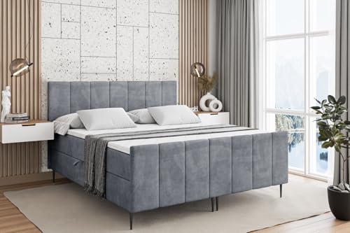 ALTDECOR Boxspringbett mit Schwarz Füßen, Matratze und Lattenrost, Topper, Fußteil, Polsterbett mit Bettkasten, Bett mit Stauraum H3-Matratze, Doppelbett - MOETI-FC-Z - 200x200 - Grau Casablanca ALTDECOR Boxspringbett mit Schwarz Füßen, Matratze und Lattenrost, Topper, Fußteil, Polsterbett mit Bettkasten, Bett mit Stauraum H3-Matratze, Doppelbett - MOETI-FC-Z - 200x200 - Grau Casablanca von ALTDECOR