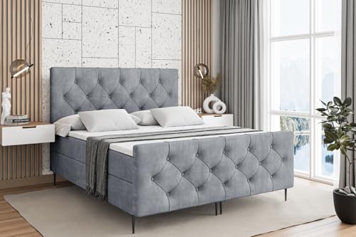 ALTDECOR Boxspringbett mit Schwarz Füßen, Matratze und Lattenrost, Topper, Fußteil, Polsterbett mit Bettkasten, Bett mit Stauraum H4-Matratze, Doppelbett - Mirage-FC-Z - 120x200 - Grau Casablanca ALTDECOR Boxspringbett mit Schwarz Füßen, Matratze und Lattenrost, Topper, Fußteil, Polsterbett mit Bettkasten, Bett mit Stauraum H4-Matratze, Doppelbett - Mirage-FC-Z - 120x200 - Grau Casablanca von ALTDECOR