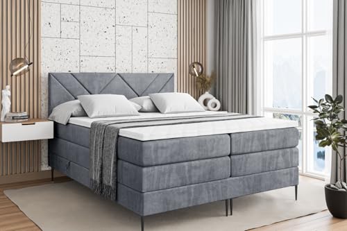 ALTDECOR Boxspringbett mit Schwarz Füßen, Matratze und Lattenrost, Topper, Polsterbett mit Bettkasten, Bett mit Stauraum H3- und H4- Matratze, Doppelbett -BARWA-FC KING-160x200 - Grau Casablanca ALTDECOR Boxspringbett mit Schwarz Füßen, Matratze und Lattenrost, Topper, Polsterbett mit Bettkasten, Bett mit Stauraum H3- und H4- Matratze, Doppelbett -BARWA-FC KING-160x200 - Grau Casablanca von ALTDECOR