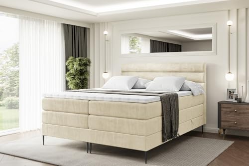 ALTDECOR Boxspringbett mit Schwarz Füßen, Matratze und Lattenrost, Topper, Polsterbett mit Bettkasten, Bett mit Stauraum H3- und H4- Matratze, Doppelbett -Celestia-FC KING-140x200 - Beige Casablanca ALTDECOR Boxspringbett mit Schwarz Füßen, Matratze und Lattenrost, Topper, Polsterbett mit Bettkasten, Bett mit Stauraum H3- und H4- Matratze, Doppelbett -Celestia-FC KING-140x200 - Beige Casablanca von ALTDECOR