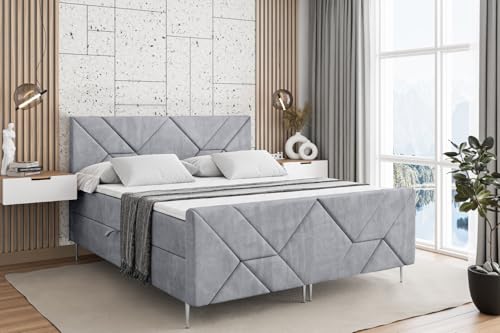 ALTDECOR Boxspringbett mit Silber Füßen, Matratze und Lattenrost, Topper, Fußteil, Polsterbett mit Bettkasten, Bett mit Stauraum H3-Matratze, Doppelbett - BARWA-FS-Z - 160x200 - Grau Monolith ALTDECOR Boxspringbett mit Silber Füßen, Matratze und Lattenrost, Topper, Fußteil, Polsterbett mit Bettkasten, Bett mit Stauraum H3-Matratze, Doppelbett - BARWA-FS-Z - 160x200 - Grau Monolith von ALTDECOR