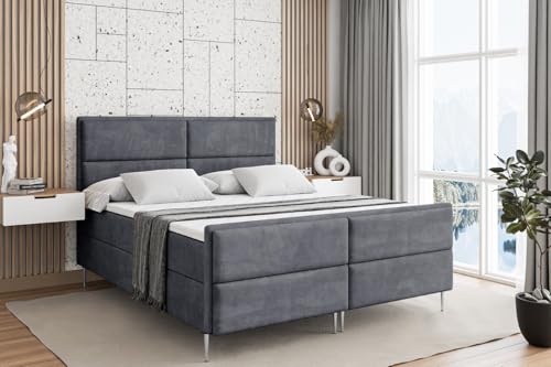 ALTDECOR Boxspringbett mit Silber Füßen, Matratze und Lattenrost, Topper, Fußteil, Polsterbett mit Bettkasten, Bett mit Stauraum H4-Matratze, Doppelbett - Aura-FS-Z - 180x200 - Dunkelgrau Casablanca ALTDECOR Boxspringbett mit Silber Füßen, Matratze und Lattenrost, Topper, Fußteil, Polsterbett mit Bettkasten, Bett mit Stauraum H4-Matratze, Doppelbett - Aura-FS-Z - 180x200 - Dunkelgrau Casablanca von ALTDECOR