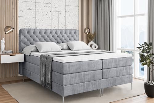 ALTDECOR Boxspringbett mit Silber Füßen, Matratze und Lattenrost, Topper, Polsterbett mit Bettkasten, Bett mit Stauraum H3- und H4- Matratze, Doppelbett -BOXI8-FS KING-120x200 - Grau Monolith ALTDECOR Boxspringbett mit Silber Füßen, Matratze und Lattenrost, Topper, Polsterbett mit Bettkasten, Bett mit Stauraum H3- und H4- Matratze, Doppelbett -BOXI8-FS KING-120x200 - Grau Monolith von ALTDECOR