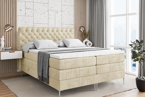 ALTDECOR Boxspringbett mit Silber Füßen, Matratze und Lattenrost, Topper, Polsterbett mit Bettkasten, Bett mit Stauraum H3- und H4- Matratze, Doppelbett -BOXI8-FS KING-200x200 - Beige Casablanca ALTDECOR Boxspringbett mit Silber Füßen, Matratze und Lattenrost, Topper, Polsterbett mit Bettkasten, Bett mit Stauraum H3- und H4- Matratze, Doppelbett -BOXI8-FS KING-200x200 - Beige Casablanca von ALTDECOR