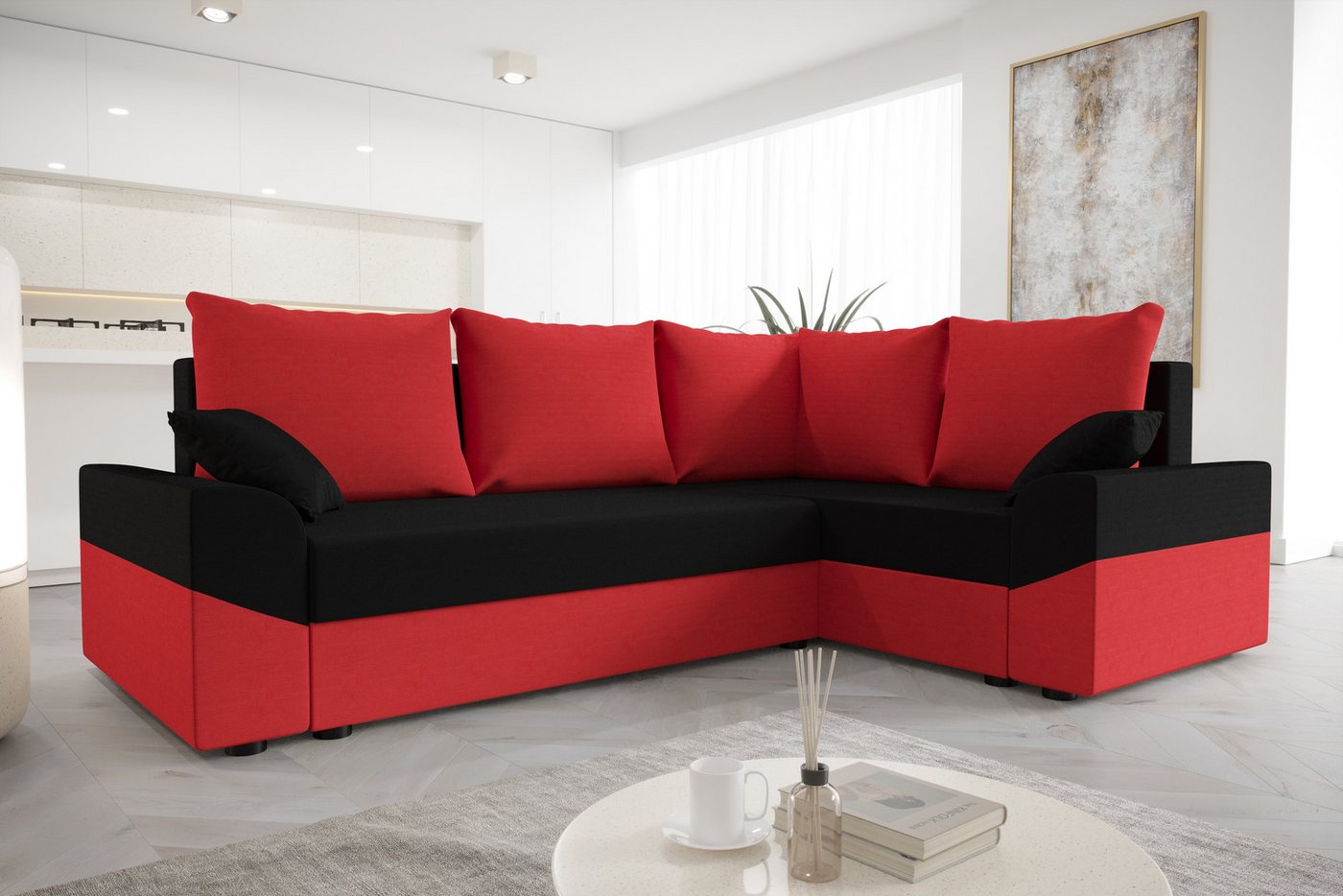 ALTDECOR Ecksofa DENVI-PLUS, Couch mit Schlaffunktion, Wohnzimmer - Wohnlandschaft von ALTDECOR