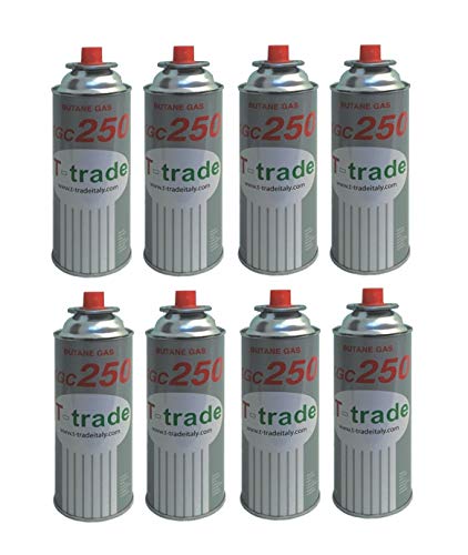 8 Stück – Gaskartusche LPG, 250 g, Art. KCG250 Ideal Lötkolben für Tor oder Gasherd kompatibel mit Campingaz Brunneri, Produkt mit Kartusche CP250 Campingaz von ALTIGASI