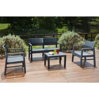 Outdoor-Lounge-Set Carpi, Gartengarnitur mit 2 Sesseln, 1 Sofa und 1Couchtisch, Sitzecke in Rattan-Optik mit Kissen, 100 % Made in Italy, Anthrazit von ALTRI