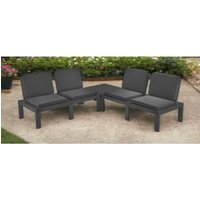 Outdoor-Lounge-Set Vigevano, Gartenset mit 4 Sitzen mit Rückenlehne und 1 Multifunktionsmodul, Sitzecke mit Kissen, 100 % Made in Italy, Anthrazit von ALTRI