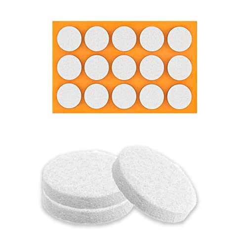 ALUSFERA Filzgleiter Set - Filzgleiter für Stühle und Möbelfüße - Filz Selbstklebend – Möbelgleiter - Effektiver Schutz für Möbel - Weiß - Rund - 25 mm - 15 Stück von ALUSFERA