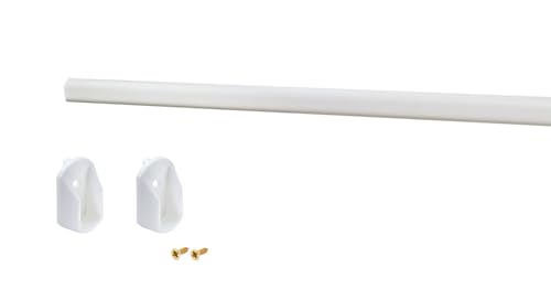 ALUSFERA Kleiderstange Schrank Rohr - Oval 1x Kleiderschrank Stange - Länge 96 cm - Garderobenstange aus Mettal mit Halterung - Weiß Garderoben Stange von ALUSFERA