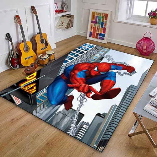 3D Spiderman Anime Game rutschfeste Teppich, Bereichsteppich, Schlafzimmerteppiche, Kinderzimmer Anti-Rutsch Teppich Für Wohnzimmer Spielbodenmatte Badezimmer Flanellmatte, 50x80cm von ALturN