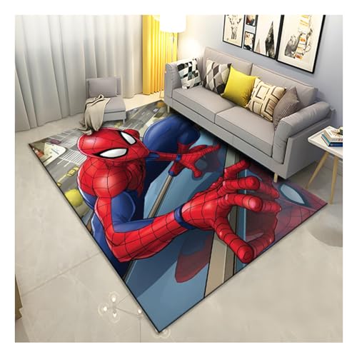 ALturN Anime Spiderman 3D-Druck-Teppiche für Jungen und Mädchen, Wohnzimmer Flanell Kurzflor Teppiches, Großes Kinderzimmer Spielteppich, für Wohnzimmer, Schlafzimmer, Fußmatte, 80X160CM von ALturN