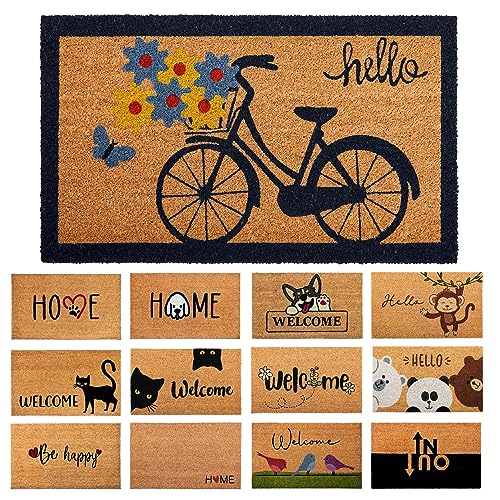 AMARU DOOR MATS Fußmatte Kokosfaser Fahrrad - 70x40cm - Willkommens Fussmatte mit Antirutsch PVC & Kokos Oberfläche - für Hauseingänge, Flure, Außentüren, Wohnaccessoires - Schlichtes Originaldesign von AMARU DOOR MATS