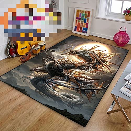 Traditioneller Teppich Traum Drache 150 x 180 cm Plüschteppich, Bereichsteppiche für Wohnzimmer 3D-Druck Haushaltsteppich Traditioneller Teppich Traum Drache 150 x 180 cm Plüschteppich, Bereichsteppiche für Wohnzimmer 3D-Druck Haushaltsteppich von AMBATTERY