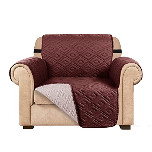 AMEHA Sofabezug für 1-Sitzer, wasserdicht, wendbar, für Möbel, Sofaschoner von Haustieren und Kindern, mit verstellbaren elastischen Bändern, geprägt, gesteppt, waschbar, Couch-Sitze-Bezüge – von AMEHA