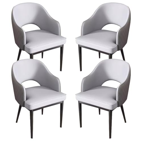 AMENAS Küche und Esszimmer Stühle Esszimmerstühle 4er Set Kunstleder Küche Wohnzimmer Lounge Thekenstühle Mit Armlehnen & Rückenlehne for Zuhause Gewerbe Restaurants(Light Grey+Dark Grey,Black Leg) von AMENAS