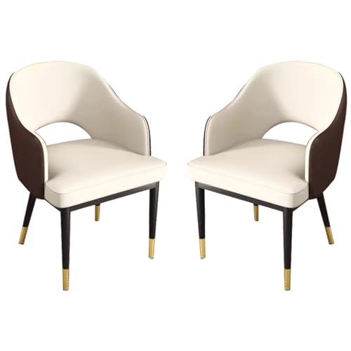 AMENAS Küche und Esszimmer Stühle Moderne Esszimmerstühle for Die Küche 2er Set Sessel Aus Kunstleder Loungesessel for Wohnzimmer Theke Arbeitszimmer Stabile Metallbeine Aus Karbonstahl(White+Brown) von AMENAS