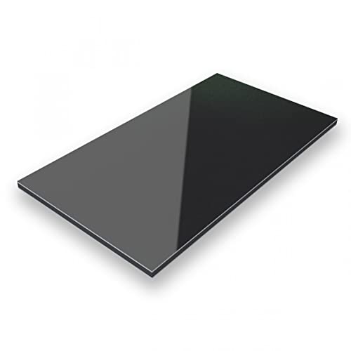 Aluverbund 24 Aluverbundplatte, Aluminium Platte, 3mm dick, Schwarz/RAL9005, 20x100cm von AMON