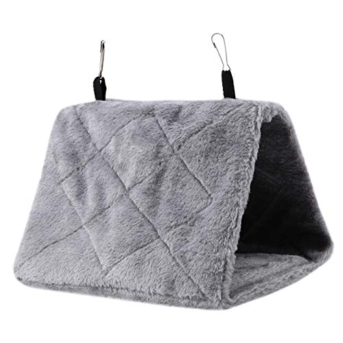 AMONIDA Hängematte, Winter warmes Bett Haustier Spielzeug weiche Plüsch Hängematte hängenden Käfig Zelt Vogel hängenden Käfig, schön und warm für Vögel(Gray, S) von AMONIDA