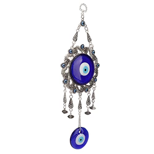 AMONIDA Türkisches Glas Wandbehang Ornament Hohle Blume Blaues Auge Wandbehang Ornament Legierungskette für die von AMONIDA
