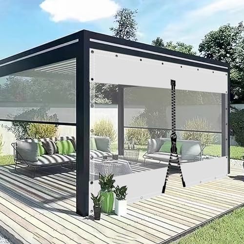 Abdeckplane Plane Transparent mit ösen Wasserdicht 0.55mm Zeltplane aus PVC 530g/m² Wetterfeste Gewebeplane Regenplane Regenschutzplane für Pavillon, Balkon, Balkonmöbel, Gartenmöbel 3x3.6m von AMXFS