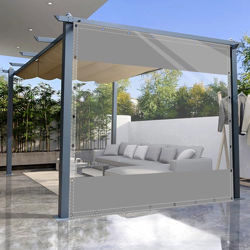 Gewebeplane Plane Abdeckplane Transparent mit ösen Wasserdicht 0.55mm Zeltplane aus PVC 530g/m² Wetterfeste Regenplane Regenschutzplane für Pavillon, Balkon, Balkonmöbel, Gartenmöbel 2.5x4.6m von AMXFS