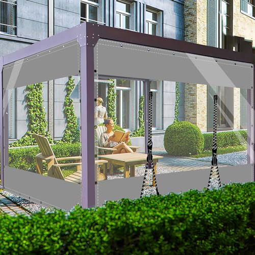 Plane Abdeckplane Transparent mit ösen Wasserdicht 0.55mm Zeltplane aus PVC 530g/m² Wetterfeste Gewebeplane Regenplane Regenschutzplane für Pavillon, Balkon, Balkonmöbel, Gartenmöbel 2.5x3.6m von AMXFS