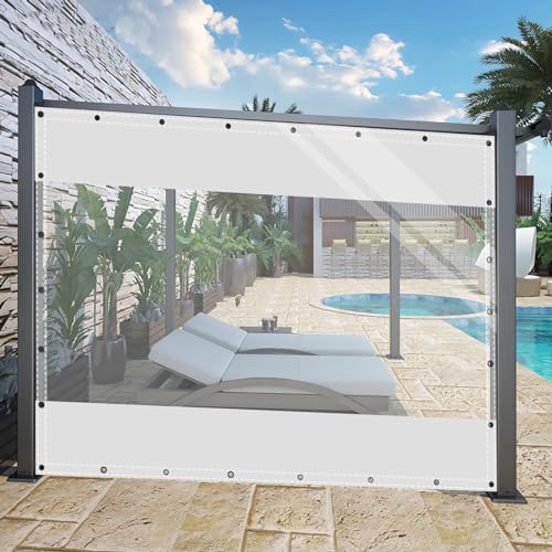 Plane Abdeckplane Transparent mit ösen Wasserdicht 0.55mm Zeltplane aus PVC 530g/m² Wetterfeste Gewebeplane Regenplane Regenschutzplane für Pavillon, Balkon, Balkonmöbel, Gartenmöbel 2.5x6m von AMXFS