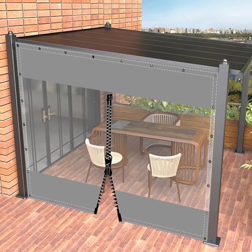 Plane Abdeckplane Transparent mit ösen Wasserdicht 0.55mm Zeltplane aus PVC 530g/m² Wetterfeste Gewebeplane Regenplane Regenschutzplane für Pavillon, Balkon, Balkonmöbel, Gartenmöbel 2x5.8m von AMXFS