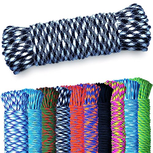 NEU AMZoutdoor® 5,10 oder 15m Paracord 550 Schnur | Paracord Schnur | 7 Kernstränge | Outdoor Ausrüstung | Outdoor Camping | Paracord Schnüre für Hundehalsband | Hundeleine (Schwarz-Weiß, 10 Meter) von AMZoutdoor