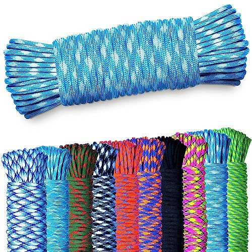 NEU AMZoutdoor® 5,10 oder 15m Paracord 550 Schnur | Paracord Schnur | 7 Kernstränge | Outdoor Ausrüstung | Outdoor Camping | Paracord Schnüre für Hundehalsband | Hundeleine (Weiß-Blau, 5 Meter) von AMZoutdoor