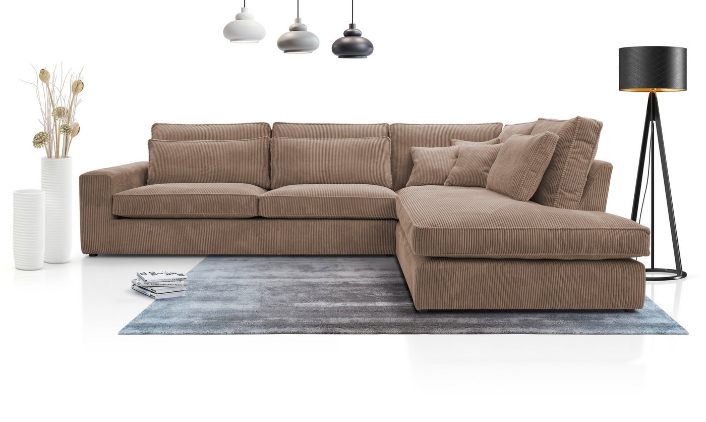 AN-MOEBEL4U Ecksofa COMFORTO STANDARD CORD 314 x 224 cm, Schaumstoffpolsterung T30 mit Wellenfederkern von AN-MOEBEL4U