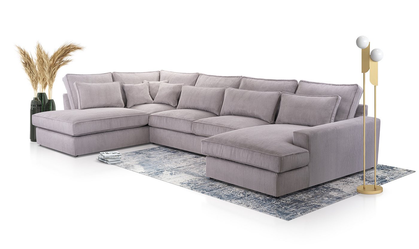 AN-MOEBEL4U Ecksofa Eckcouch MATTEO U 398x176/225x93, Polyurethanschaum T35 von AN-MOEBEL4U