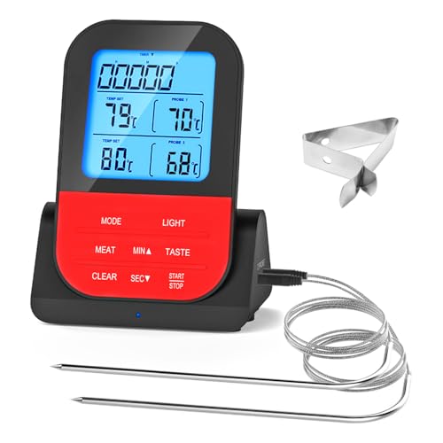 ANCLLO Digitales Thermometer mit zwei Sonden Drahtlos programmierbares Temperaturmessgerät Wasserdichtes Grillgrillthermometer von ANCLLO
