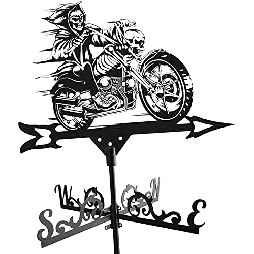 ANCNA Crazy Motorrad Metall Wetterfahne Outdoor Edelstahl Wetterfahne Hof Windfahne Richtung Windgeschwindigkeit Richtungsanzeiger für Hof Garten Pavillon Dekorationen von ANCNA