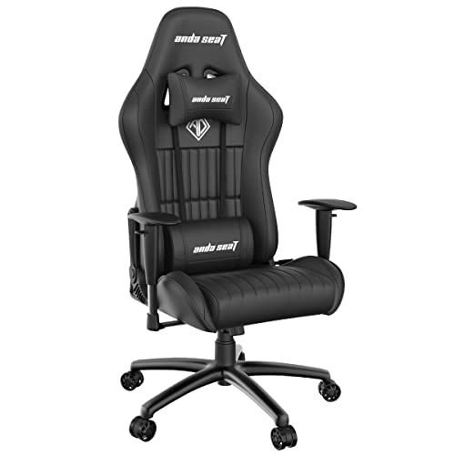 Anda Seat Jungle Pro Gaming Stuhl Schwarz - Premium Leder Gaming Chair, Ergonomischer Bürostuhl mit Unterstützung der Lendenwirbelsäule und Kissen - Gamer Stuhl für Erwachsene und Jugendliche von Anda Seat