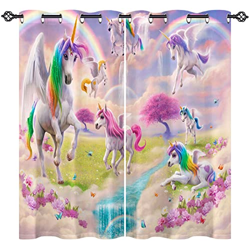ANHOPE Regenbogen Einhorn Blume Vorhänge mit Ösen Blickdichte Gardinen Thermo Vorhang Blackout Curtain Schlafzimmer Wohnzimmer Kinder Mädchen Verdunklungsvorhänge 2er Set H 160 x B 117 cm ANHOPE Regenbogen Einhorn Blume Vorhänge mit Ösen Blickdichte Gardinen Thermo Vorhang Blackout Curtain Schlafzimmer Wohnzimmer Kinder Mädchen Verdunklungsvorhänge 2er Set H 160 x B 117 cm von ANHOPE