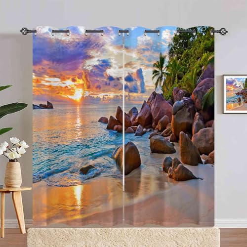 ANHOPE Sonnenuntergang Strand Ozean Verdunklungsvorhänge mit Ösen Blickdichte Gardinen Blackout Curtain Thermo Vorhänge Weich Schlafzimmer Wohnzimmer Vorhang 2er Set H 245 x B 200 cm ANHOPE Sonnenuntergang Strand Ozean Verdunklungsvorhänge mit Ösen Blickdichte Gardinen Blackout Curtain Thermo Vorhänge Weich Schlafzimmer Wohnzimmer Vorhang 2er Set H 245 x B 200 cm von ANHOPE