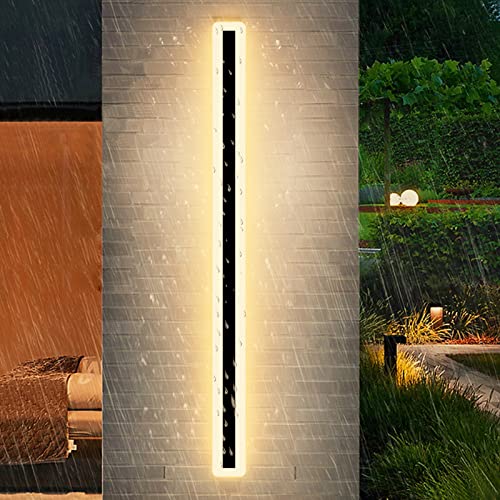 ANKBOY LED Außen Wandleuchten Lineare Warmweiße Wandlampe für Aussen Garten Terrassen, IP65 Wasserdicht Schwarz Aluminium Außenwandleuchten 3000K Verandabeleuchtung Außenbeleuchtung (B,150CM/ 48W) von ANKBOY