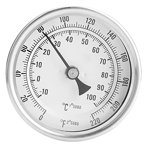 ANKROYU Schweißfreies Bi-Metall-Thermometer-Set, Brautopf-Thermometer-Befestigungsclip, 1/2 Zoll Mnpt 0~220f Für Selbstgebrautes Bier- Und Weinthermometer von ANKROYU