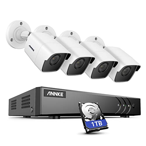 ANNKE Überwachungskamera Set mit 4 x 5MP Aussen Überwachungskameras und 8 Kanal 3K Lite DVR Recorder, Intelligente Person- und Fahrzeugerkennung, EXIR Nachtsicht,H.265+, mit 1TB Festplatte von ANNKE