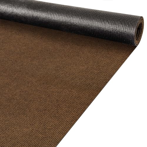 ANRO Flurläufer Schmutzfangmatte Sauberlaufmatte Teppich Läufer Schmutzfangläufer Metwerware gerippt Hellbraun 100x100cm von ANRO