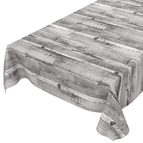 ANRO Tischdecke Wachstuch abwaschbar Wachstuchtischdecke Wachstischdecke Holz Diele Grau 200x140cm von ANRO