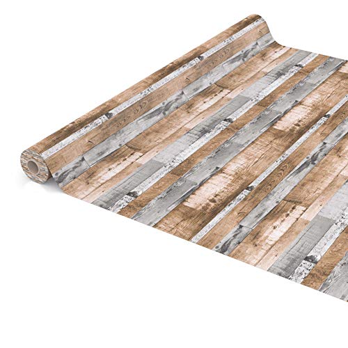 ANRO Tischdecke Wachstuch abwaschbar Wachstuchtischdecke Wachstischdecke Holz Diele Grau-Braun 1000x140cm (10m) von ANRO
