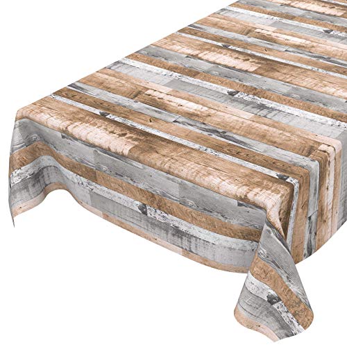 ANRO Tischdecke Wachstuch abwaschbar Wachstuchtischdecke Wachstischdecke Holz Diele Grau-Braun 140x140cm von ANRO