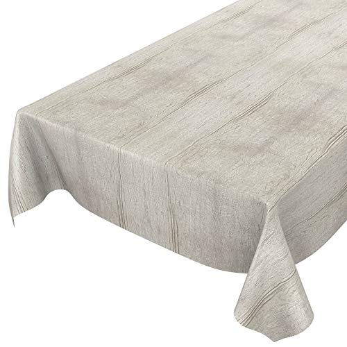 Wachstuchtischdecke abwaschbar Garten Tischdecke Wachstuch Rund Oval Eckig Indoor Outdoor Holz Grau 500x140cm von ANRO