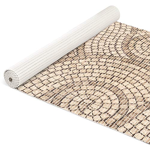 ANRO Weichschaummatte Badematte Bad Dusche WC Vorleger Teppich Antirutsch Badläufer Mosaiksteine Beige 1000x80cm (10m) von ANRO