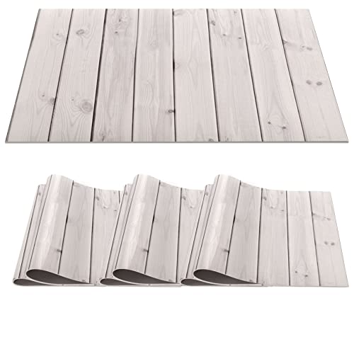 Platzset Tischset abwaschbar PVC Platzdeckchen rutschfest Tischuntersetzer Hitzebeständig Esstisch Deko für drinnen & draußen 30x45cm Holz Grau 6-er Set von ANRO